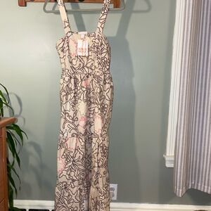 NWT Knox Rose Floral Print Maxi Dress  in Beige and Pink XS